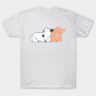 Adorable Fluffy Baby Highland Cows Drawing T-Shirt